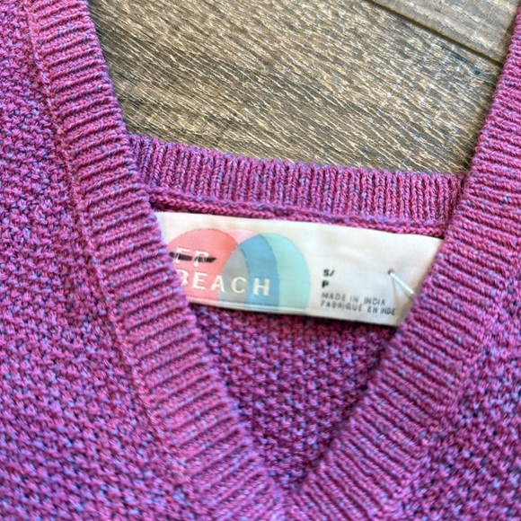 Free People Beach Lavender Cotton Knit Tie-Strap Tank Top V-Neck Small - Picture 3 of 5